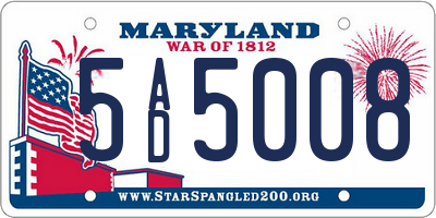 MD license plate 5AD5008