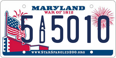 MD license plate 5AD5010