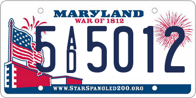 MD license plate 5AD5012