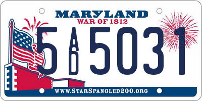 MD license plate 5AD5031