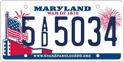 MD license plate 5AD5034