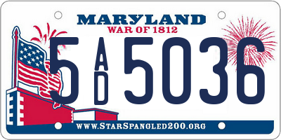MD license plate 5AD5036