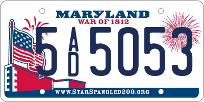 MD license plate 5AD5053