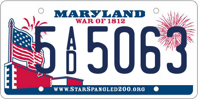 MD license plate 5AD5063