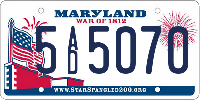MD license plate 5AD5070