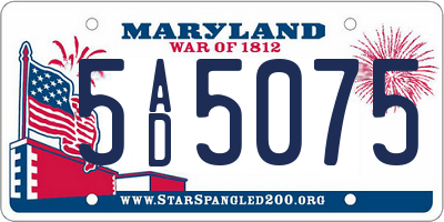 MD license plate 5AD5075