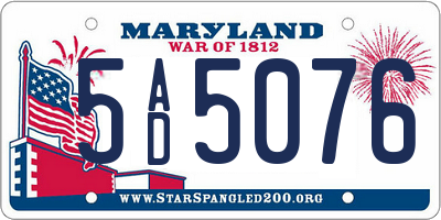 MD license plate 5AD5076