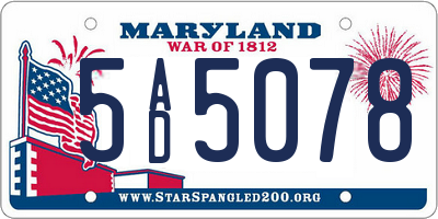 MD license plate 5AD5078