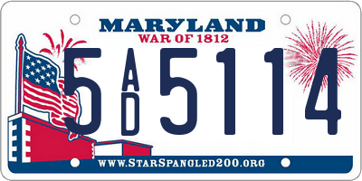 MD license plate 5AD5114