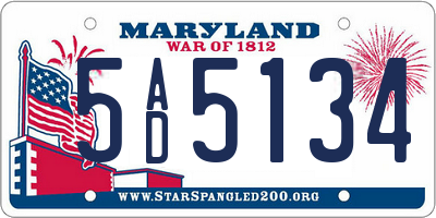 MD license plate 5AD5134