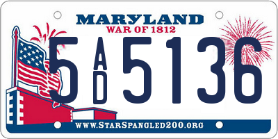 MD license plate 5AD5136