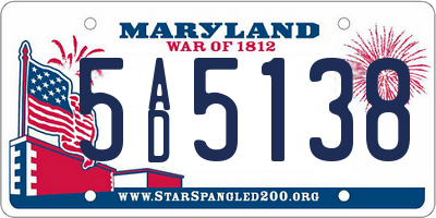MD license plate 5AD5138