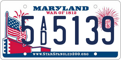 MD license plate 5AD5139