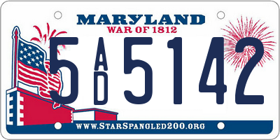MD license plate 5AD5142