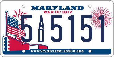MD license plate 5AD5151