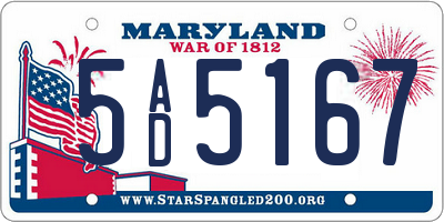 MD license plate 5AD5167