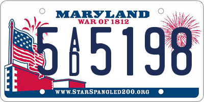MD license plate 5AD5198