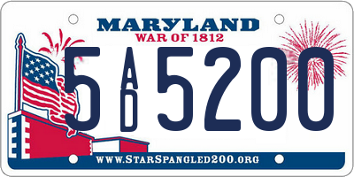 MD license plate 5AD5200
