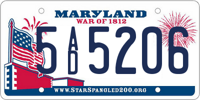 MD license plate 5AD5206