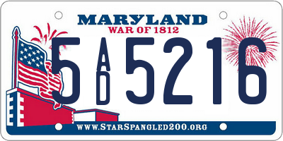 MD license plate 5AD5216