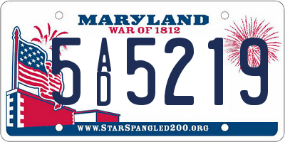 MD license plate 5AD5219