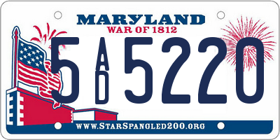 MD license plate 5AD5220
