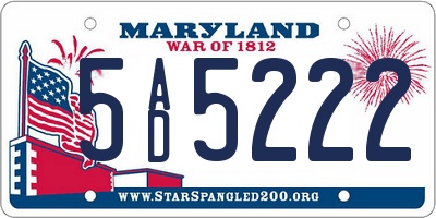 MD license plate 5AD5222