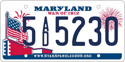 MD license plate 5AD5230