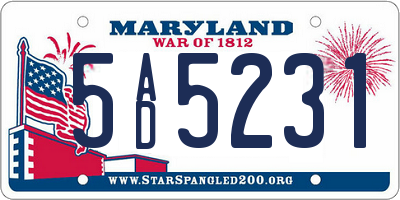 MD license plate 5AD5231