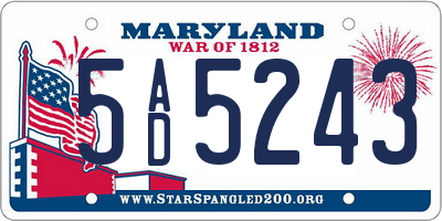 MD license plate 5AD5243