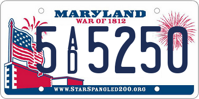 MD license plate 5AD5250