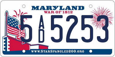 MD license plate 5AD5253