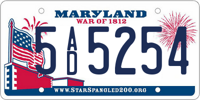 MD license plate 5AD5254