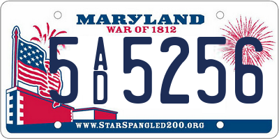 MD license plate 5AD5256