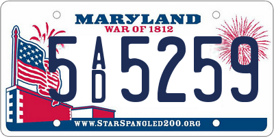 MD license plate 5AD5259