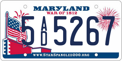 MD license plate 5AD5267