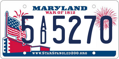 MD license plate 5AD5270