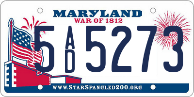 MD license plate 5AD5273