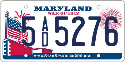 MD license plate 5AD5276