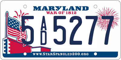 MD license plate 5AD5277