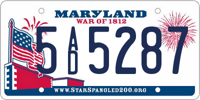 MD license plate 5AD5287
