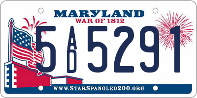 MD license plate 5AD5291