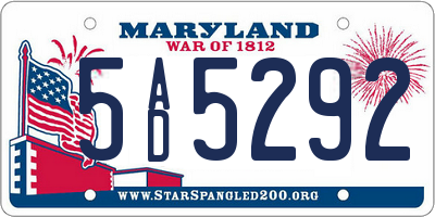 MD license plate 5AD5292
