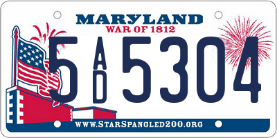 MD license plate 5AD5304