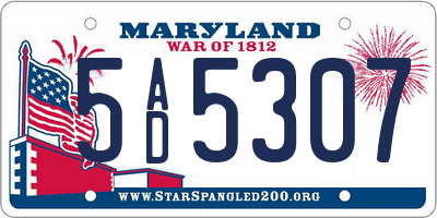 MD license plate 5AD5307
