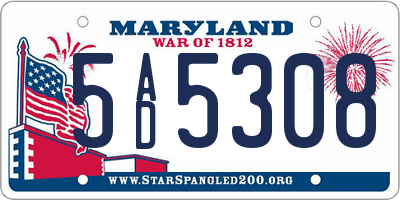 MD license plate 5AD5308