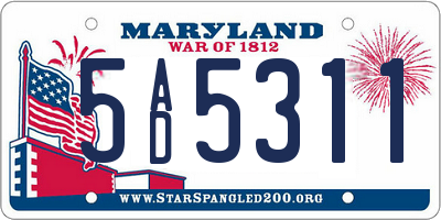 MD license plate 5AD5311