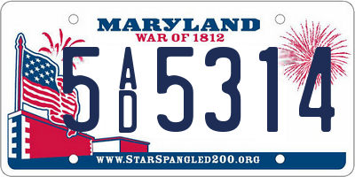 MD license plate 5AD5314