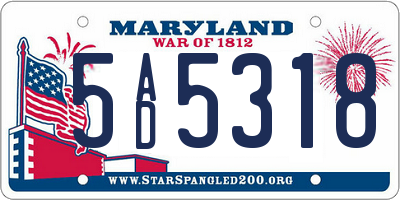 MD license plate 5AD5318