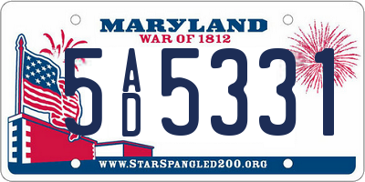 MD license plate 5AD5331